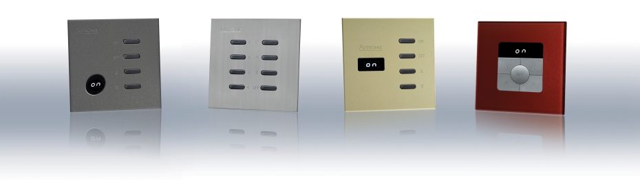 Wall switches for Futronix Enviroscene dimmers and lighting controller.